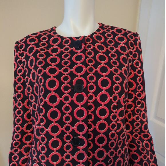 NINE WEST Women Button Front Black Orange Jacket Overcoat A Line Sze 10 Like New - Picture 3 of 8